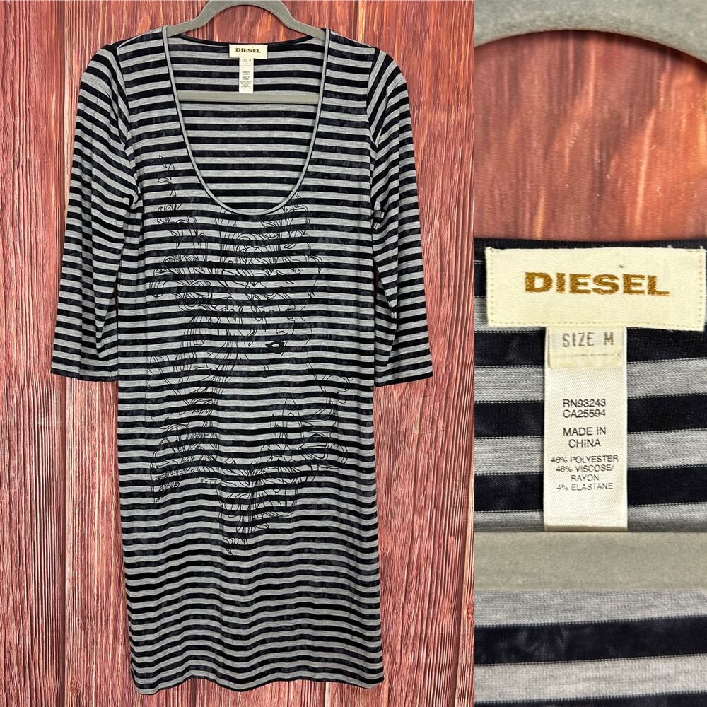 Dieselβ Stripe Tunic Dress Comfy Casual Y2K 2000s Womens Medium M